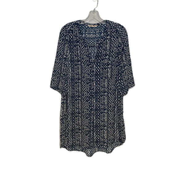 My Danielle Women’s Tunic Long Blouse Navy White Pattern Print Size XL - Picture 1 of 9